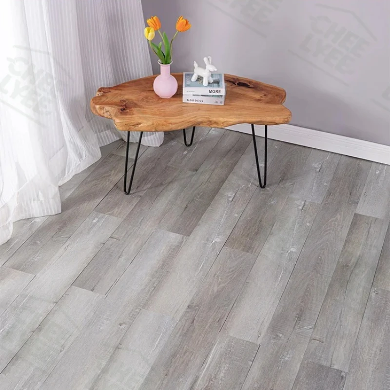 Thicken Wood Grain Floor Sticker Industrial Cement PVC Vinyl Floor Sticker Self-adhesive Waterproof Tile Sticker Home Decor