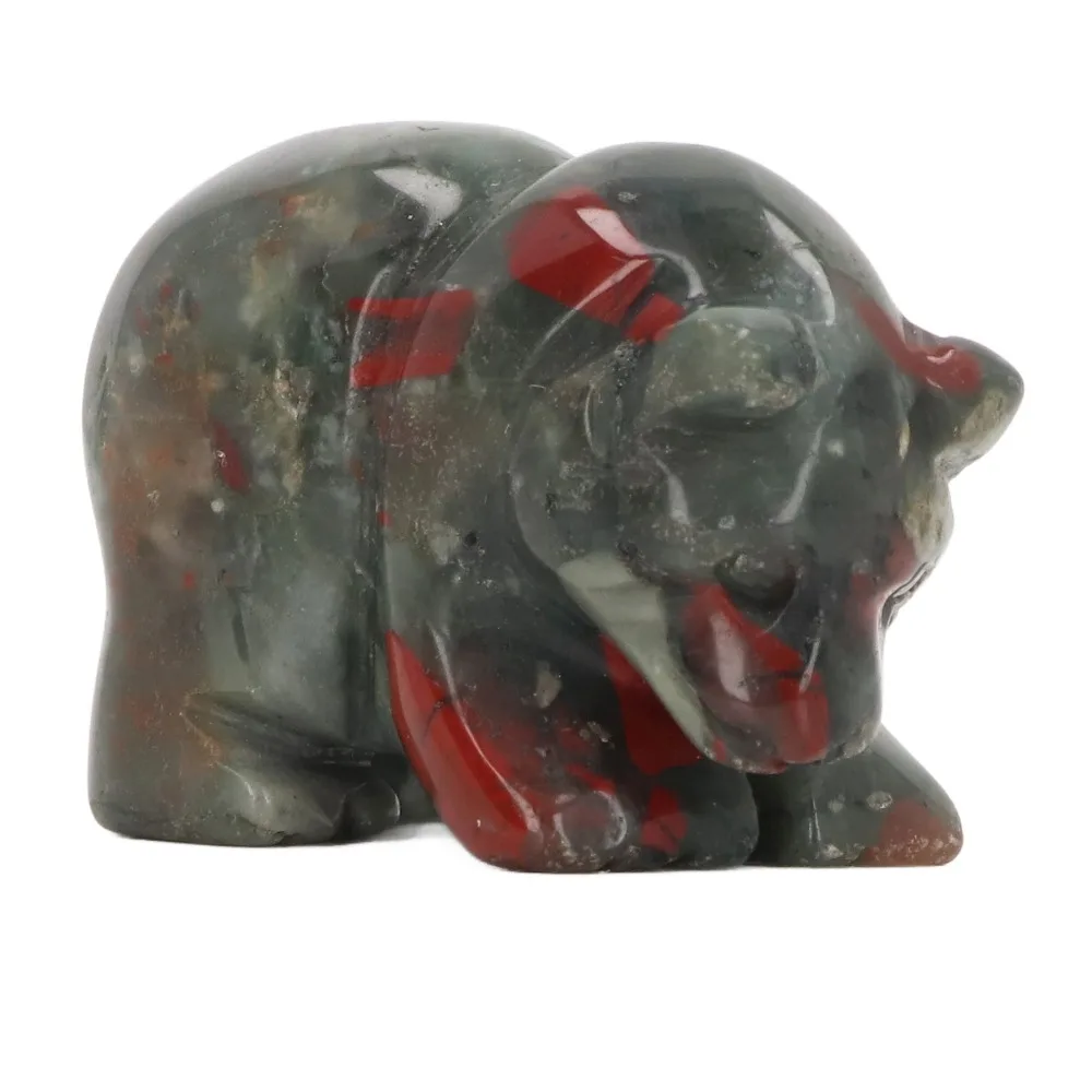 1pcs Hand Carved Carved Animal Statue Bloodstone African Bear Statue Bloodstone Crystal Decor restful styled Gemstone Figurine