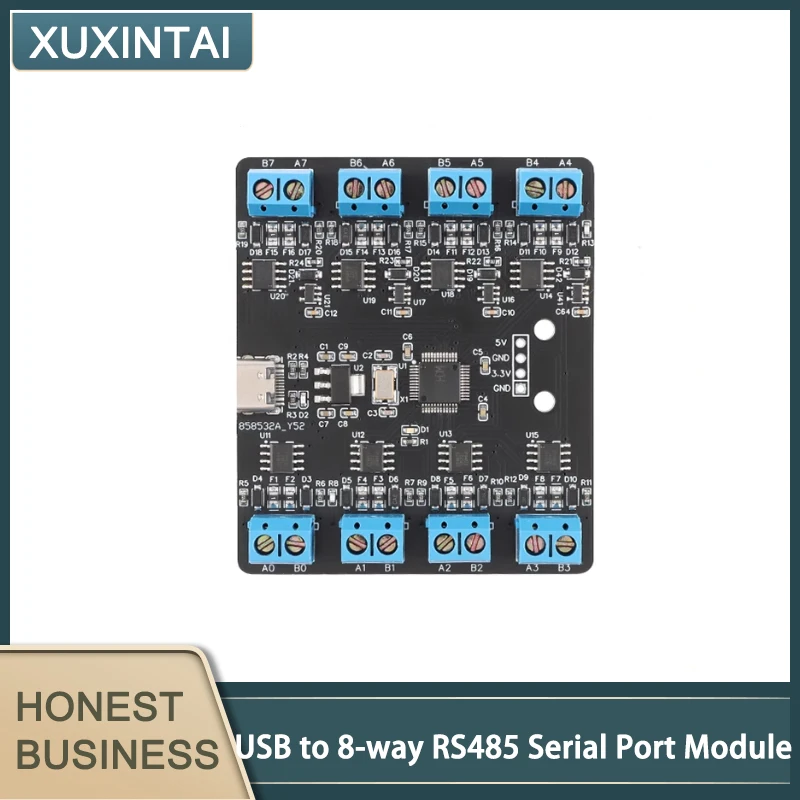 

1PCS YR-6028 USB to 8-way RS485 Serial Port Type-C to 8-way 485 Multi-channel UART HUB RS485 Module Board