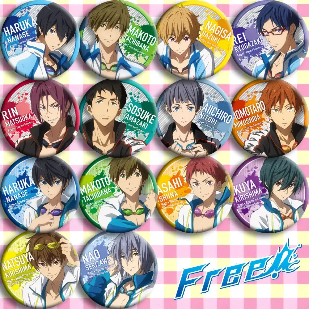 

Nanase Haruka Tachibana Makoto Rin Matsuoka Hazuki Nagisa Anime Peripherals Costumes Badge School Supplies Backpack Decoration