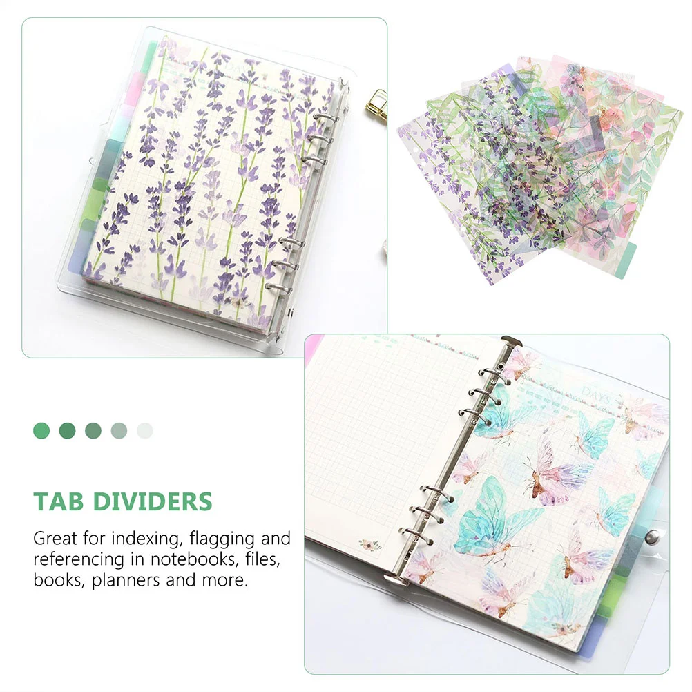 12 Pcs Pp Transparent 6-hole Loose-leaf Partitions Color Classification Separators Ring Paper Dividers Binder Tabs Index