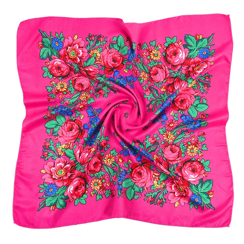 Pareo Ukrainian Slavic Russian National Scarf 70Cm Women Square Headscarf Retro Bandana Foulard Muslim Headwrap Babushka Scarf