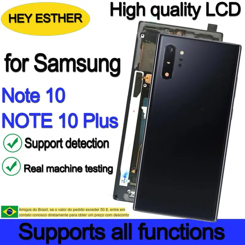 Top Super AMOLED Replacement For Samsung Note 10 LCD Display Touch Screen Note 10 Plus with Back Glass