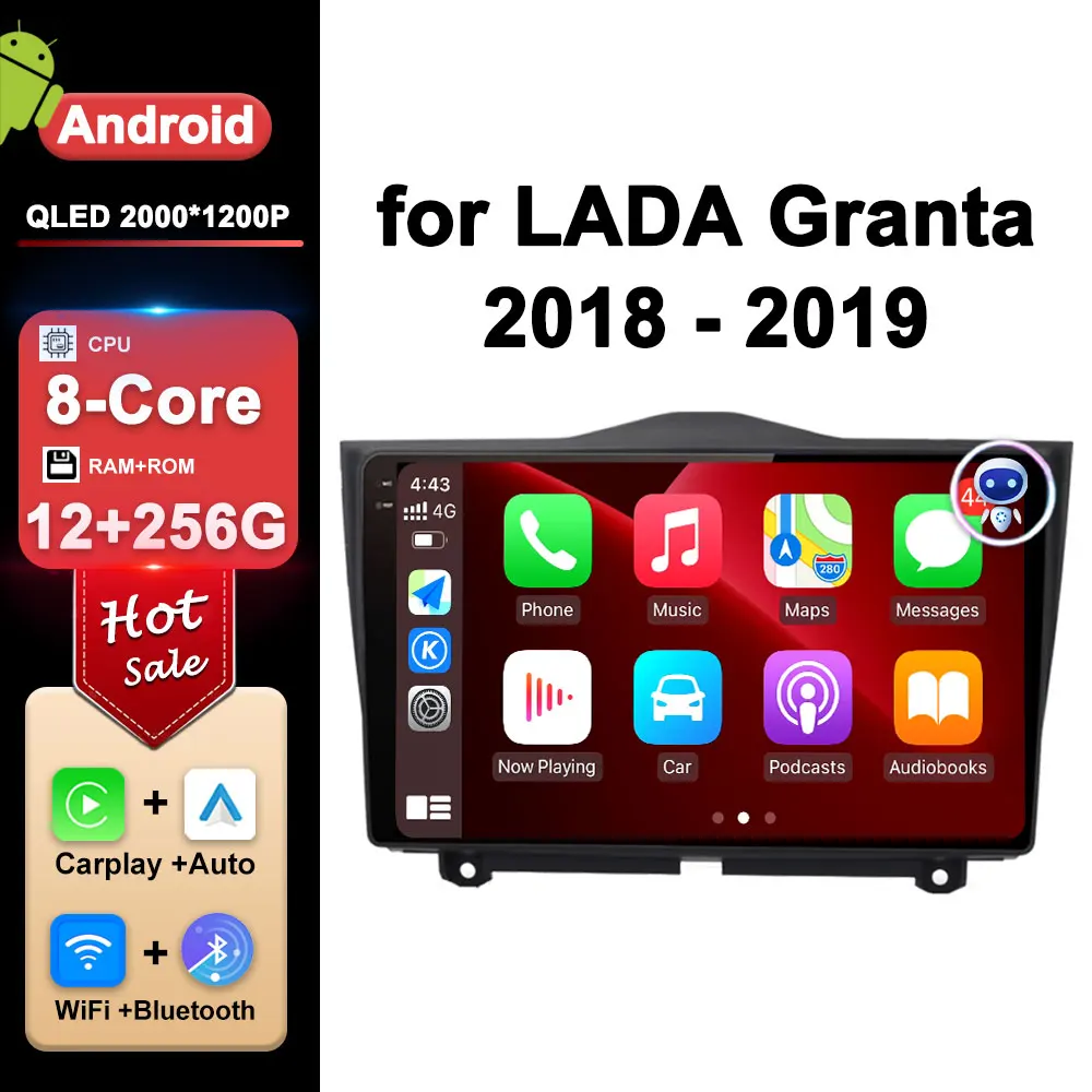 

9-дюймовый автомобильный мультимедийный плеер для LADA Granta 2018-2019, Android 16, интеллектуальная система, WiFi+4G, DSP, стерео, автоаксессуары