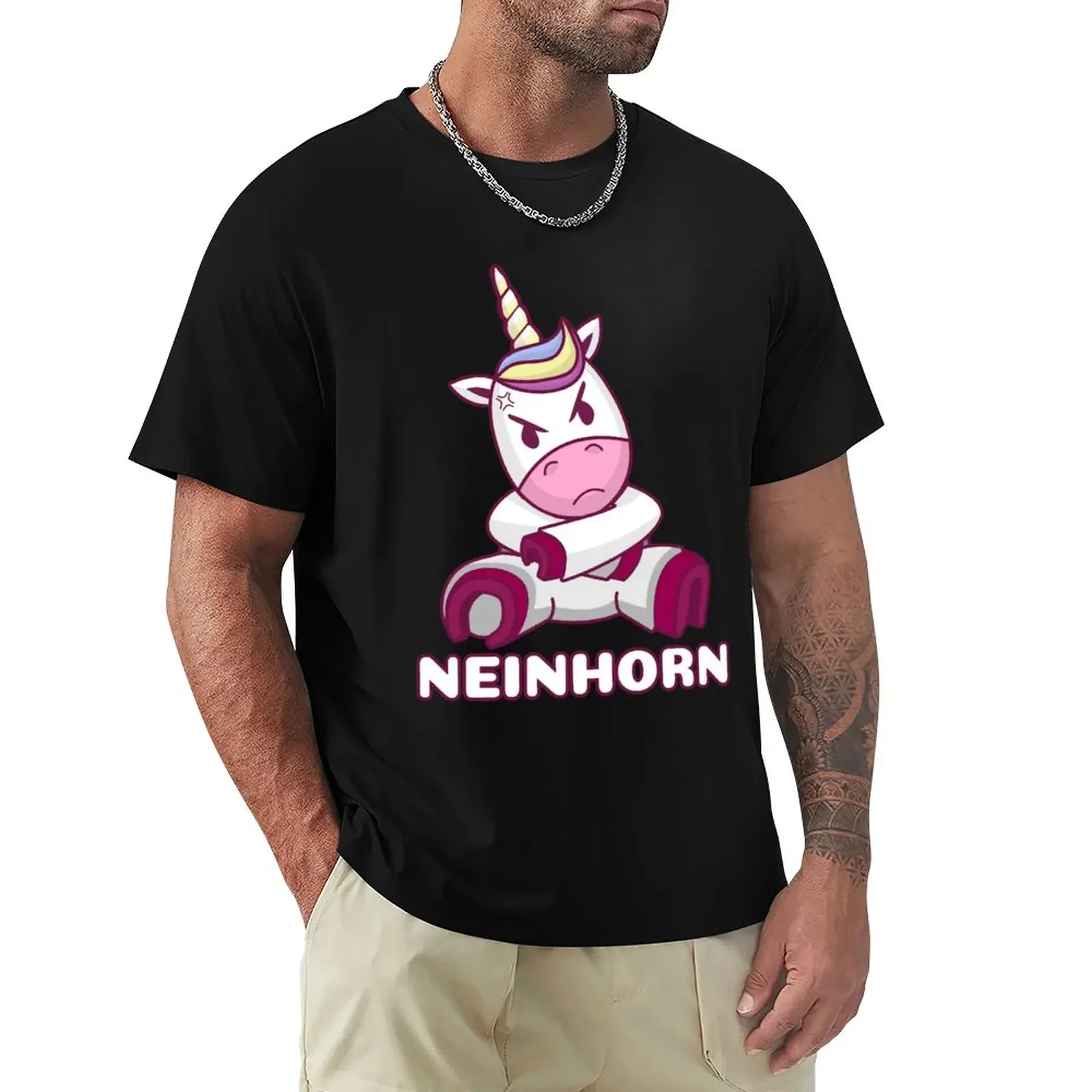 

Angry unicorn with funny saying in german Neinhorn - funny cute design T-Shirt Anime t-shirt Men's long sleeve t shirts