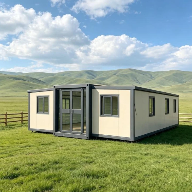 20/30/40ft Expandable Container House Solar Ready Prefab Modular Villa 4 Bed 3 Bath Dining Sunroom Luxury Modern