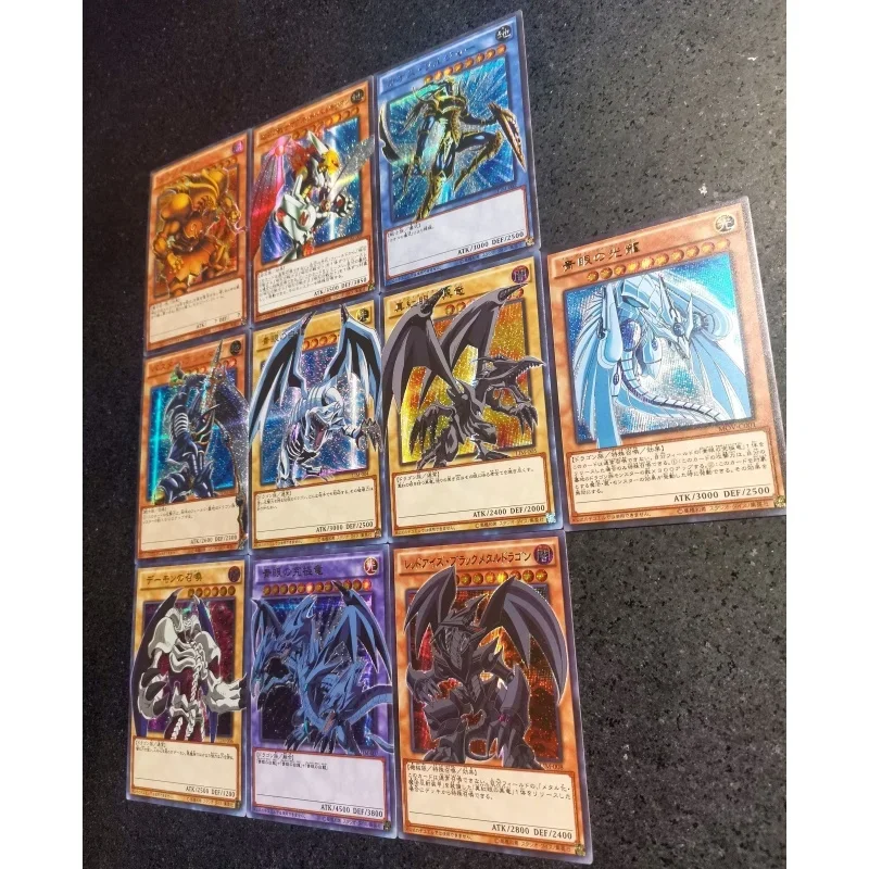 Yu-Gi-Oh! 10 folhas cartão flash exodia vermelho preto azul-olhos branco dragão quadro diy figuras de brinquedo de ação anime jogo coleção