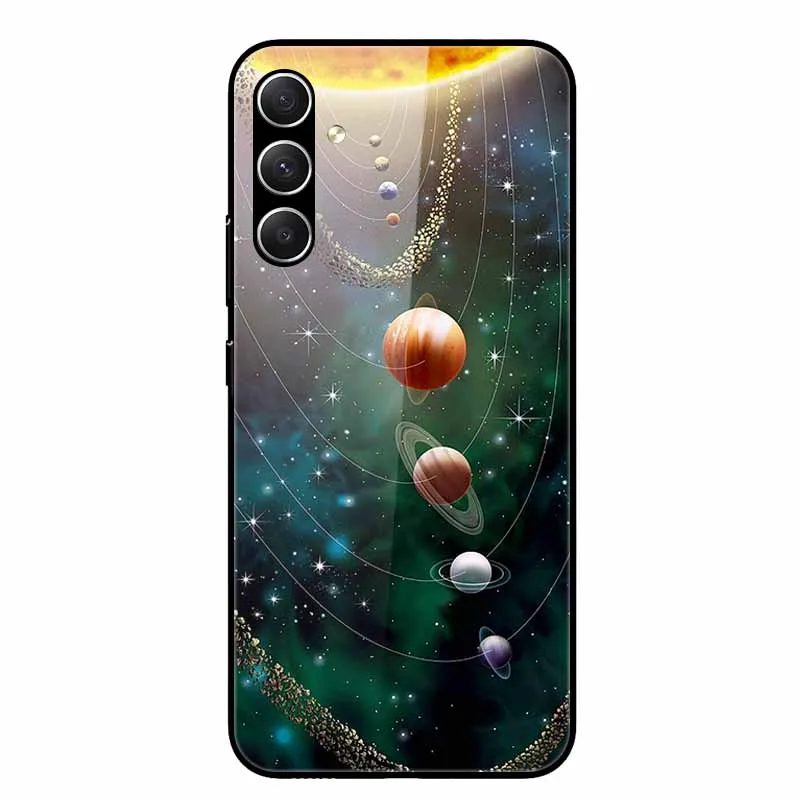 Tempered Glass Phone Cases for Samsung Galaxy A54 A14 A24 A34 Cover Hard PC Back Shell For M54 A15 A25 A55 5G A04s M23 M52 A 54