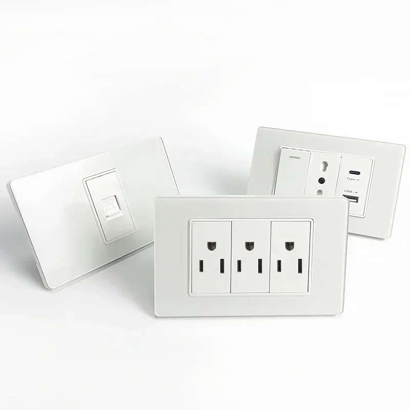 ​​Child-Proof Shutter* 75mm Socket - Dual USB-C 12V/1.5A & AC Outlet with Night Light Switch​​