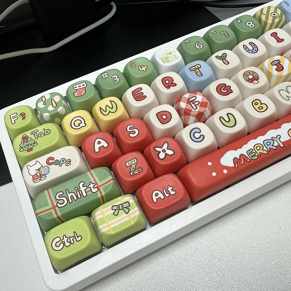 Original Christmas Theme Keycaps 130 คีย์ XOA Cherry Profiled น่ารัก Keycaps ชุด MX Switch Gaming คีย์บอร์ด Keycaps ของขวัญ