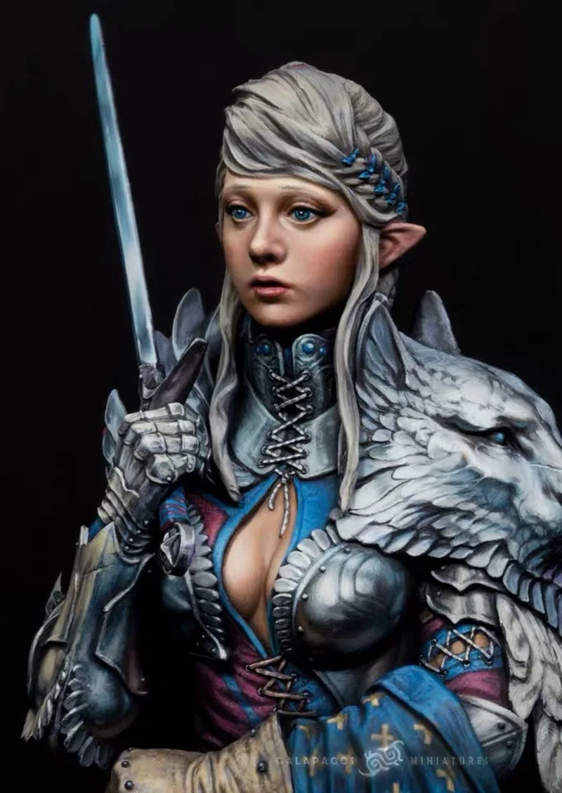 

Resin Model Figure Noble Girl Swordsman Bust Gk Micro Miniature 3d Printed White Model Toy Unassembled And Unpainted Kit