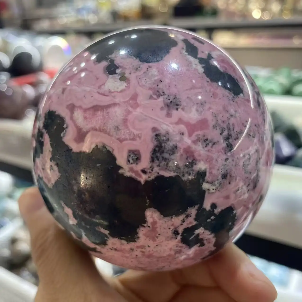 

Natural Pink Opal Crystal Energy Sphere, With Healing Properties, Hand-Polished, For Divination, Demagnetization Meditation, Fen