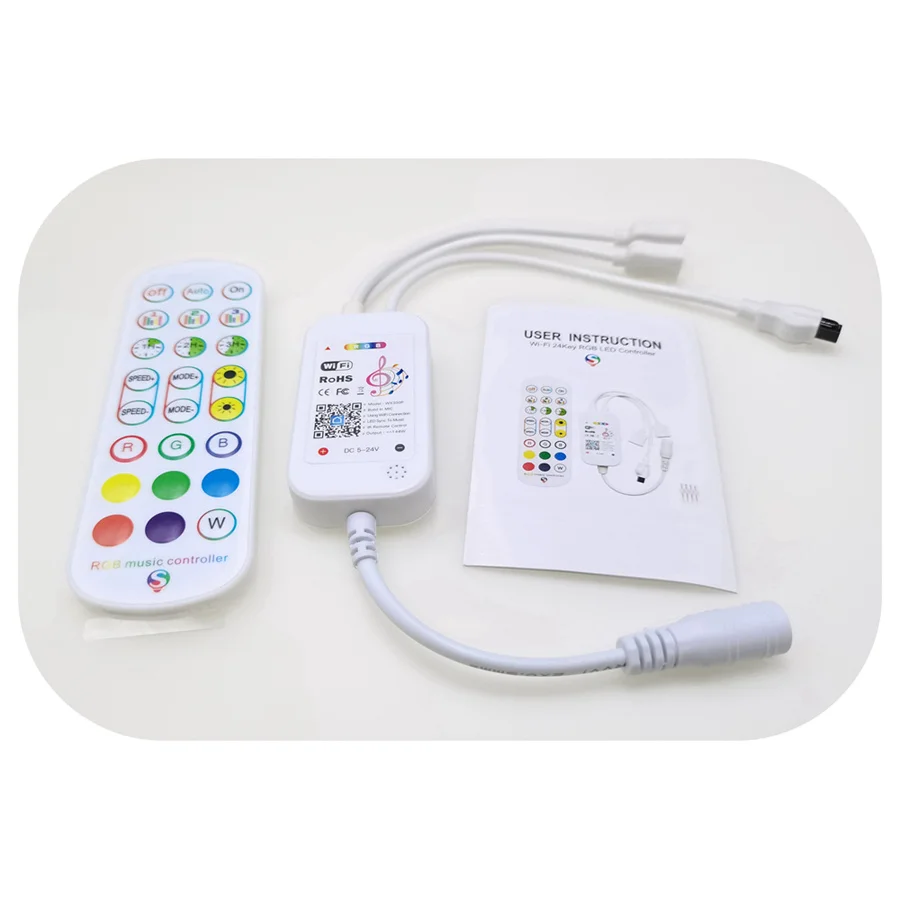 WiFi RGB Controller for LED Strip Lights DC5-24V Remote Control for SMD5050 2835, Works with Alexa and Google Home