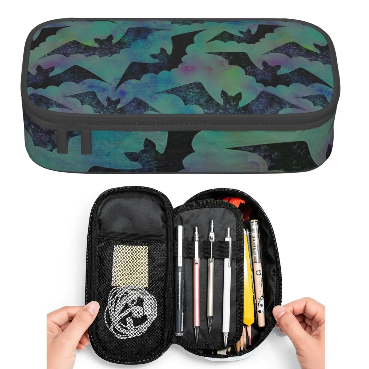 Bat Cloud Halloween Day Of The Dead Pencil Cases for Student Pen Box Pencil Bag Large Capacity Pencil Pouch Pen Holder