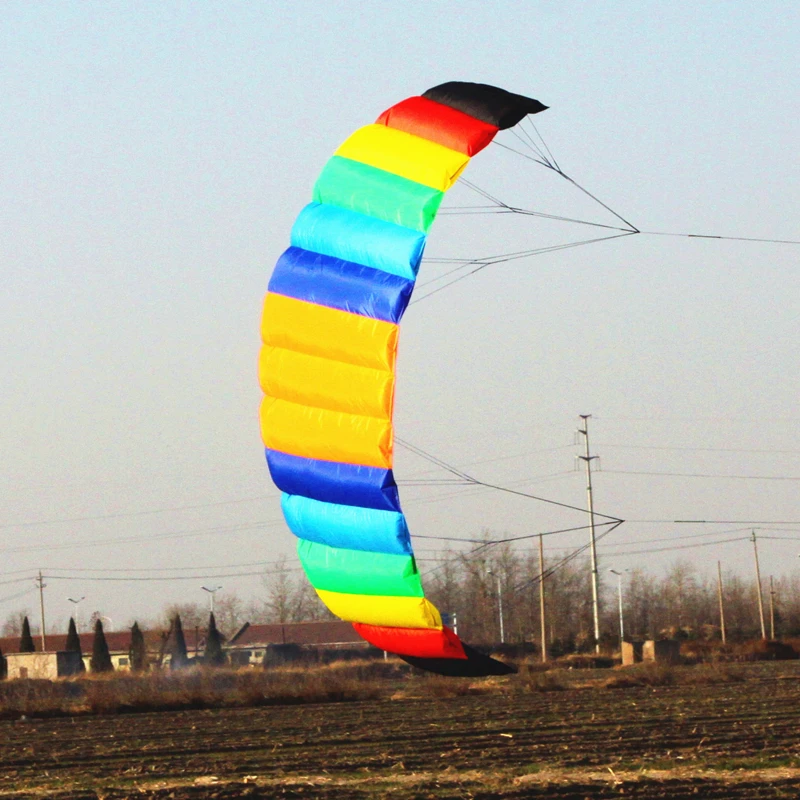 free shipping dual Line Stunt flying power Kite rainbow large soft kites for adults stingray kite ripstop nylon fabric kite reel