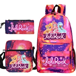 3pcs LoliRock School Backpacks Boys Girls Back To School Gift Mochila Students Anime School Bag Teens Casual Daily Backpack