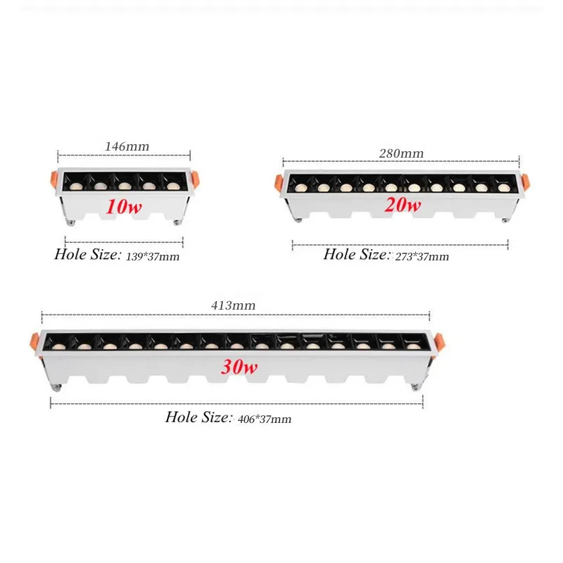 Imagem -03 - Quadrado Embutido Dimmable Led Downlights Design Nórdico 2w 10w 20w 30w Lâmpadas de Teto Cob Chip Ac90v260v Luzes de Parede Interior