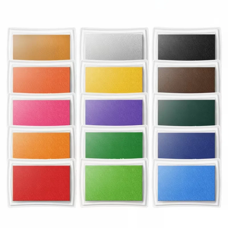 A 15-color Craft Ink Pad Set For Stamps Paper Wood Fabric Greeting Cards DIY Arts Crafts Projects multi-surface Ink Pad Designed