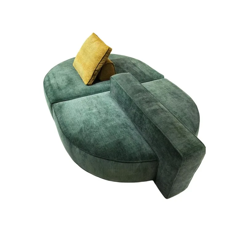 

Cream style designer replica curved oval double-sided movable backrest corduroy living room sofa