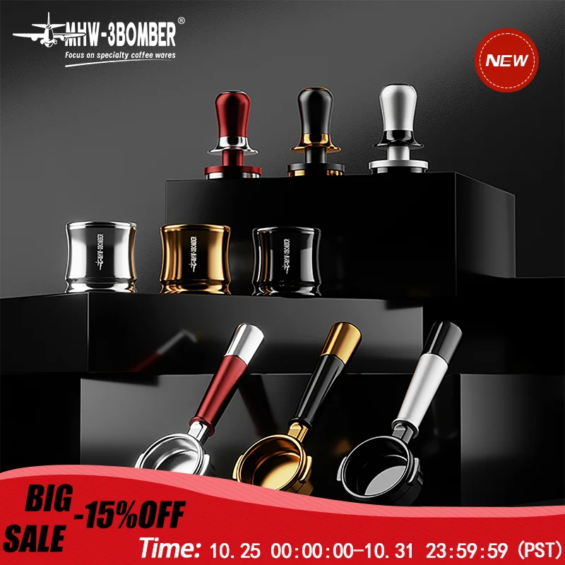 MHW-3BOMBER Official Flowlight Series Stainless Steel Coffee Distributor Dosing Cup Coffee Tamper Bottomless Protafilter