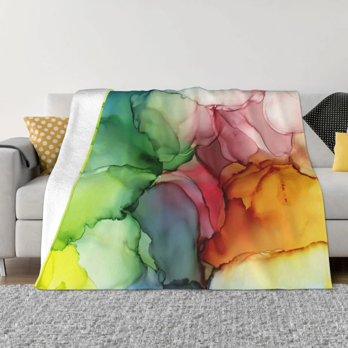 

Stormy Spectrum Abstract Rainbow Painting Throw Blanket Decorative Sofa Blankets Cute Blanket Plaid Hairy Blankets