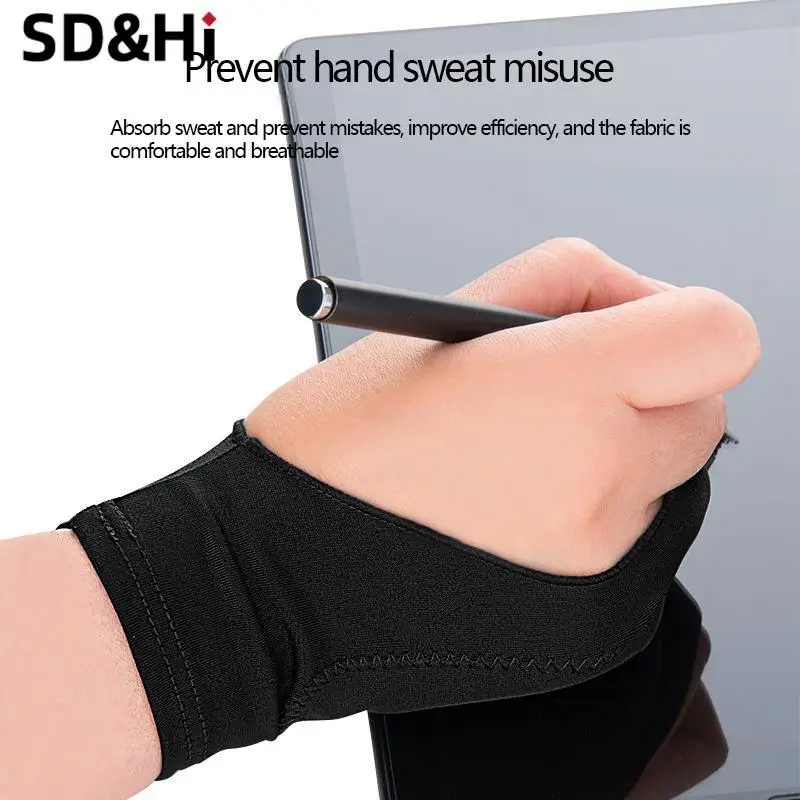 Two Fingers Gloves Artists Gloves Palm Rejection For Drawing Pen Display Paper Art Painting Sketching IPad Graphics Tablet