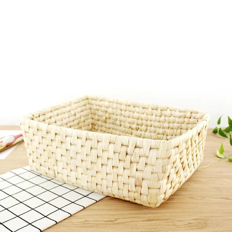 

Corn husk Woven Storage Baskets Braided Multipurpose Organizer Bins Perfect Storing Small Household Items woven straw baskets