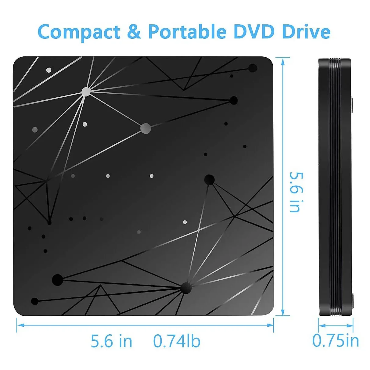 USB 3.0 Typ-C CD-Player DVD-Brenner 2-in-1 Externes Optisches Laufwerk Tragbares CD-RW DVD-ROM Schreibgerät Lesegerät Aufnahmegerät für PC Laptop – Detail 5