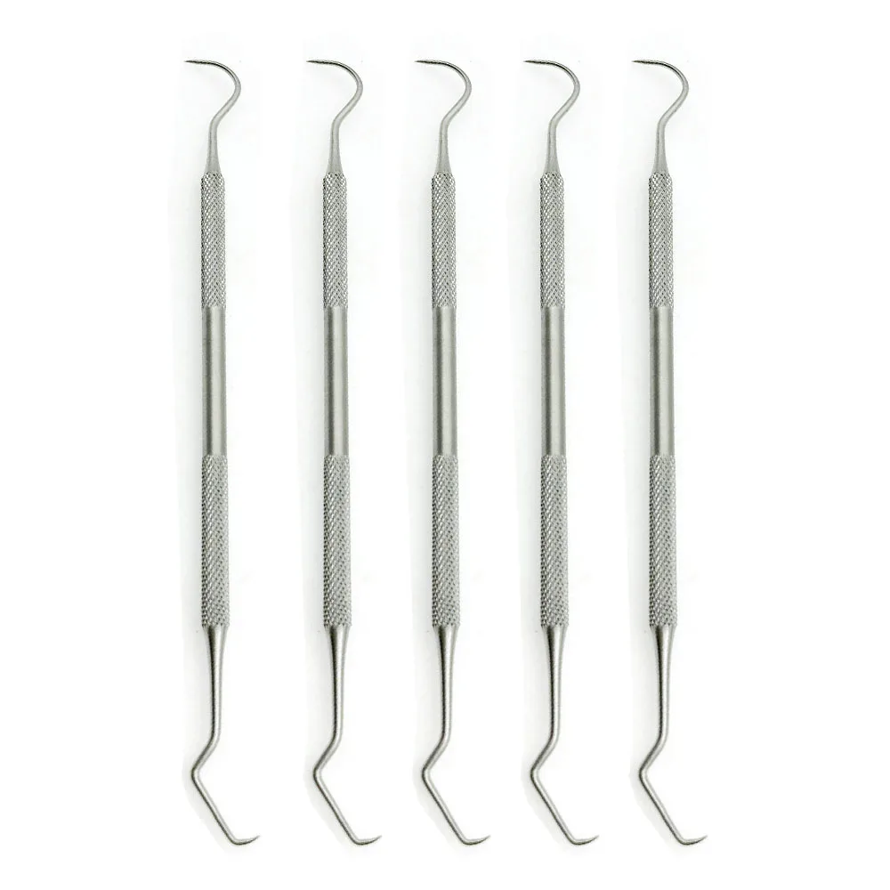 5 sztuk podwójny haczyk ząb Dental Explorer sonda narzędzie dentystyczne narzędzie dentystyczne ze stali nierdzewnej czyste zęby higiena Explorer hak sondy