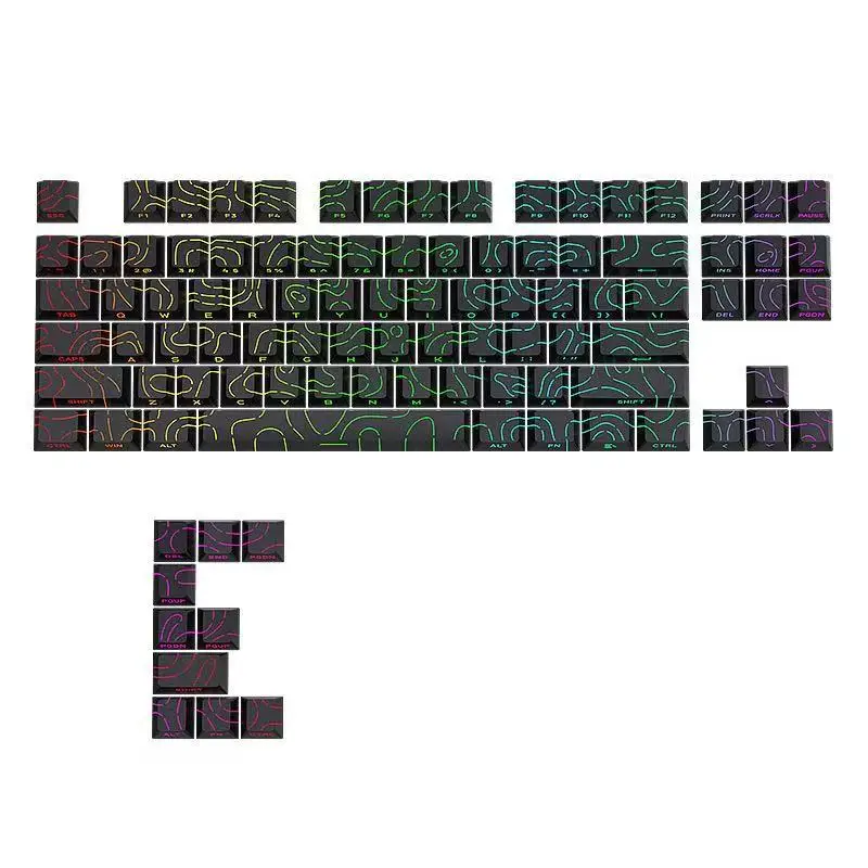 Cross border spot wholesale contour line 4.0 keycap factory height 128 key PBT six color crack luminous peripheral