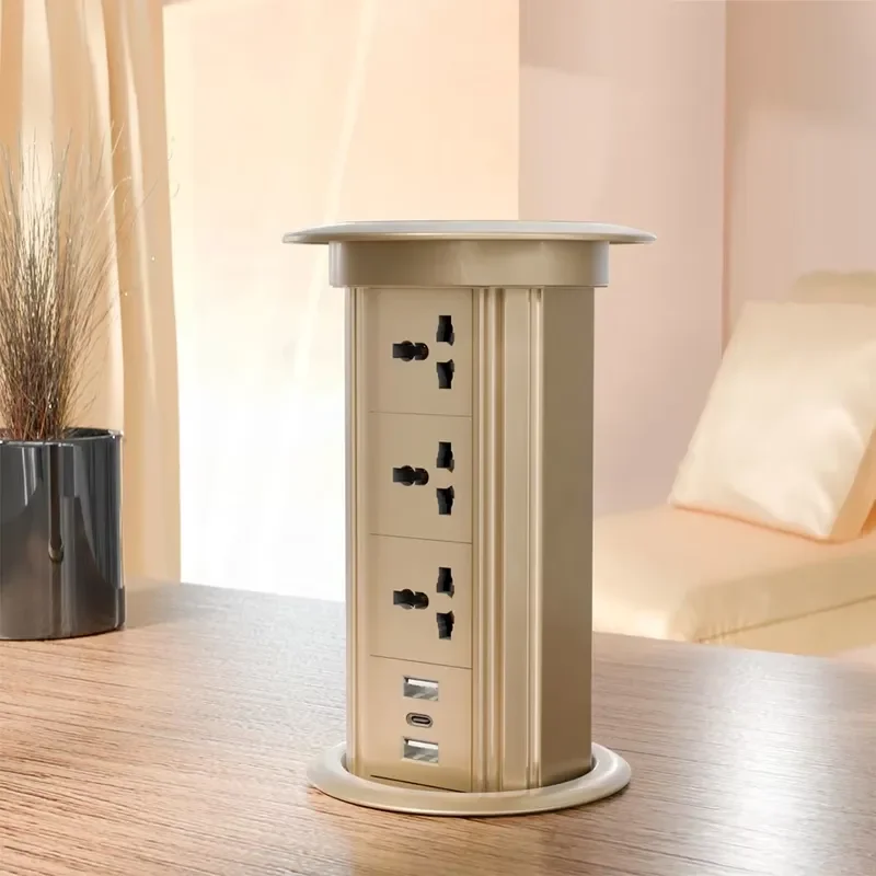 Smart Pop Up Power Socket with Wireless Charger Desktop Embedded Lift Outlet for Kitchen Office Universal Electric Plug