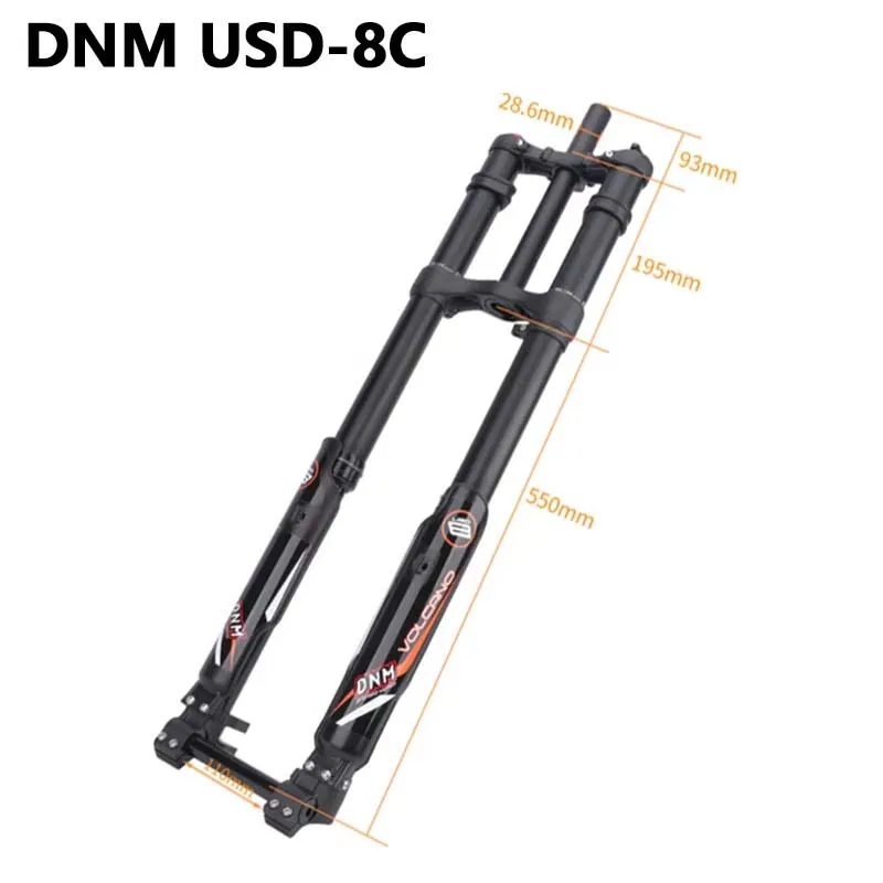 DNM USD-8C Downhill Mountain Bicicletta elettrica Sospensione idraulica Forcella anteriore 203mm 20mm Bruciatore Rcp2S 550 Lbs Parte della bicicletta