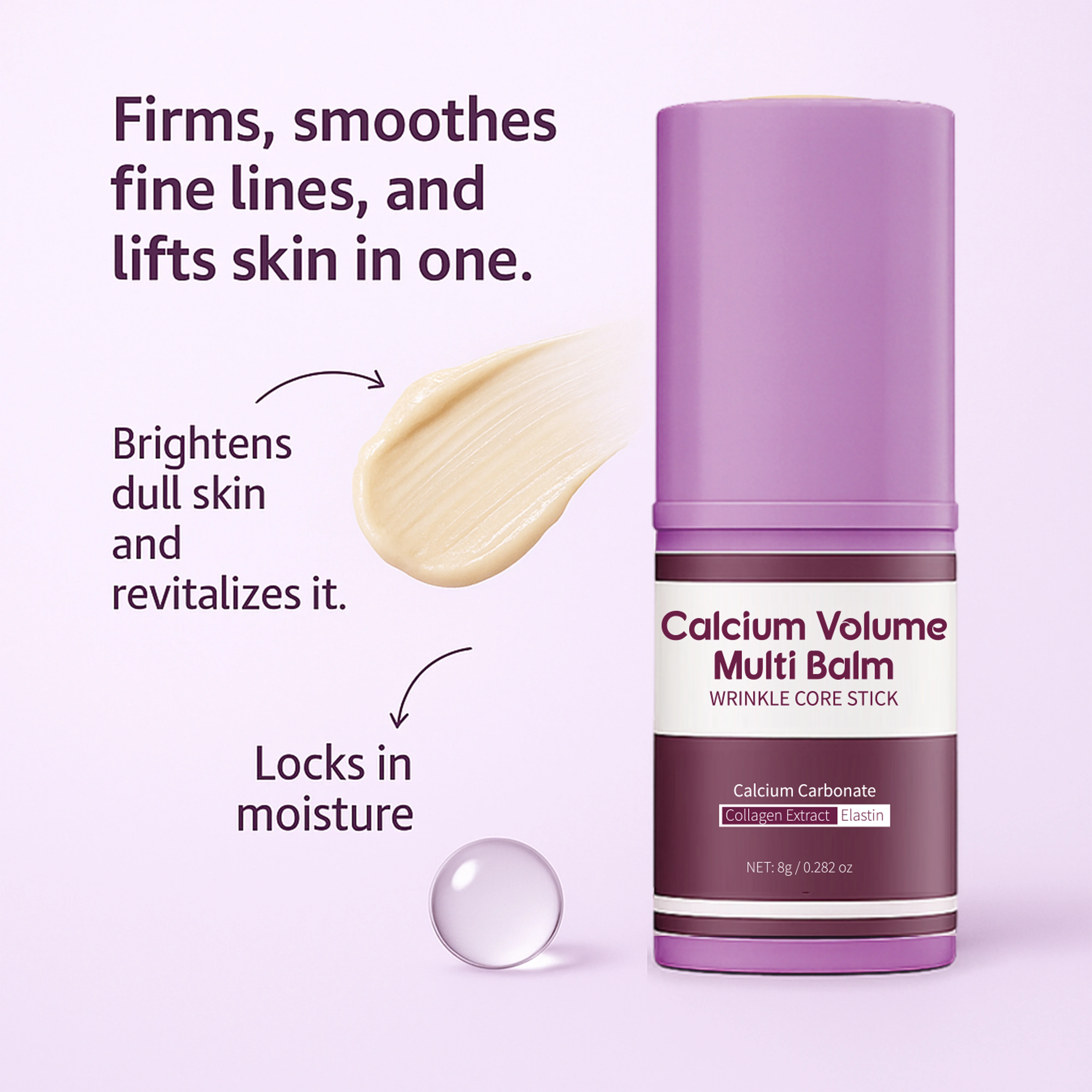 Calcium Volume Multi Balm for Smoothing Fine Lines Firms and Lifts Eye Skin Wrinkle Stick for Unisex Brightens and Soothes Skin