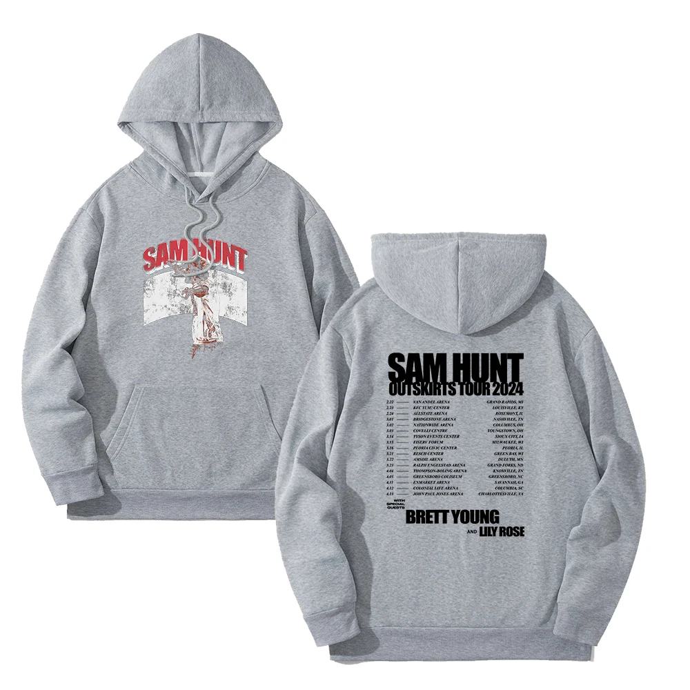 Sam Hunt Outskirts Tour 2024 Hoodies Winter Hooded Sweet Streetwear Long Sleeve New Logo Sweatshirt