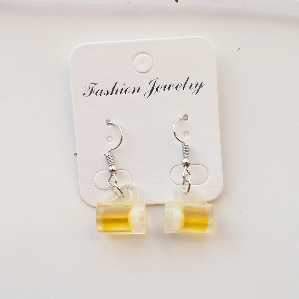 Ovxxons 1 Pair Simple Simulation Bottle Fashion Earrings Beer Mug Ear Hook Earrings Jewelry