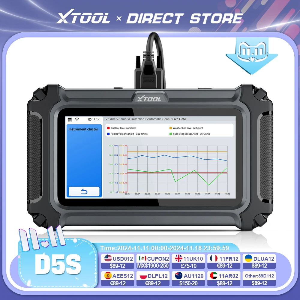 XTOOL D5S 2024 New OBD2 Diagnostic Tools Engine ABS EPB SRS TCM 5 System Automatic Scanner FCA CAN FD With Lifetime Free Update