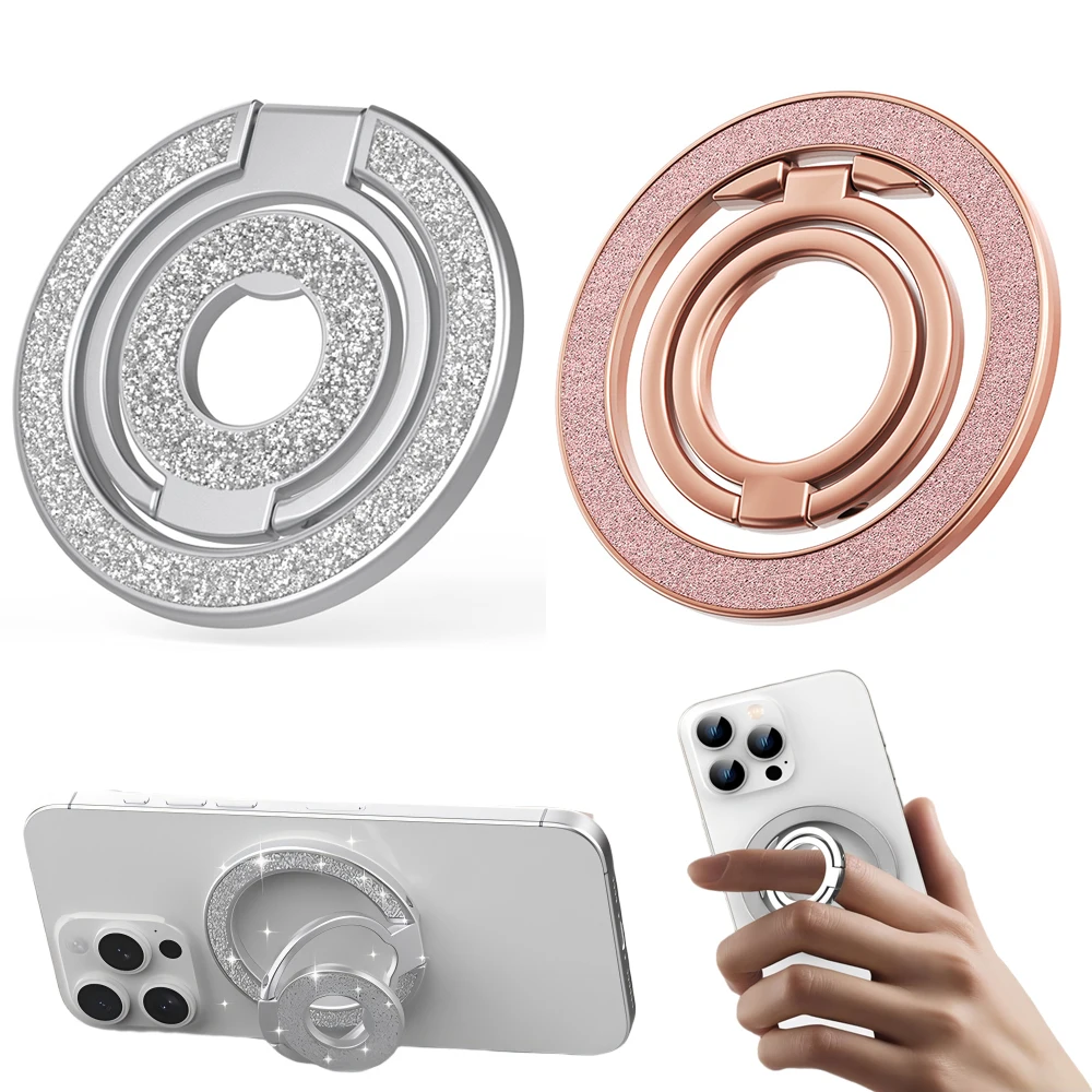 

Подставка для мобильного телефона, сильный магнитный держатель для Magsafe, двусторонняя магнитная подставка, складной кольцевой кронштейн для IPhone 16 17 Xiaomi