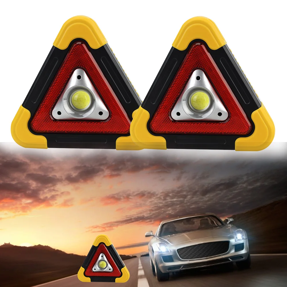 Triangle Warning Sign Outdoor Camping Emergency Breakdown Road Safety Car LED Work light