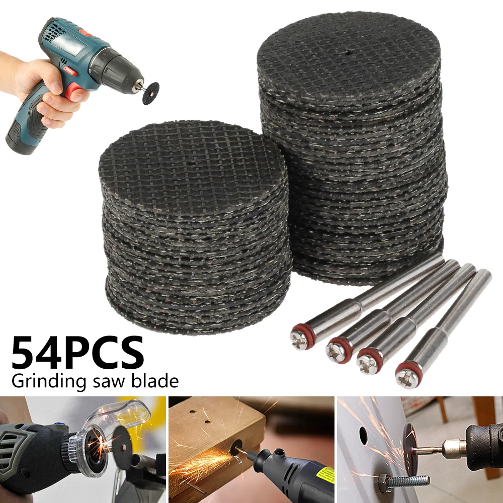 50Pcs 32MM Abrasive Cutting Disc with 4pcs Mandrels, Grinding Wheels for Dremel Accesories Metal Cutting Disc Rotary Tool