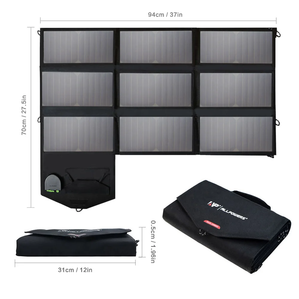 Allpowers Portable Flexilibity Foldable Solar Panel Charger 18V 60W USB/DC Dual Output Cellphone/Laptop Solar Chargers. view 5