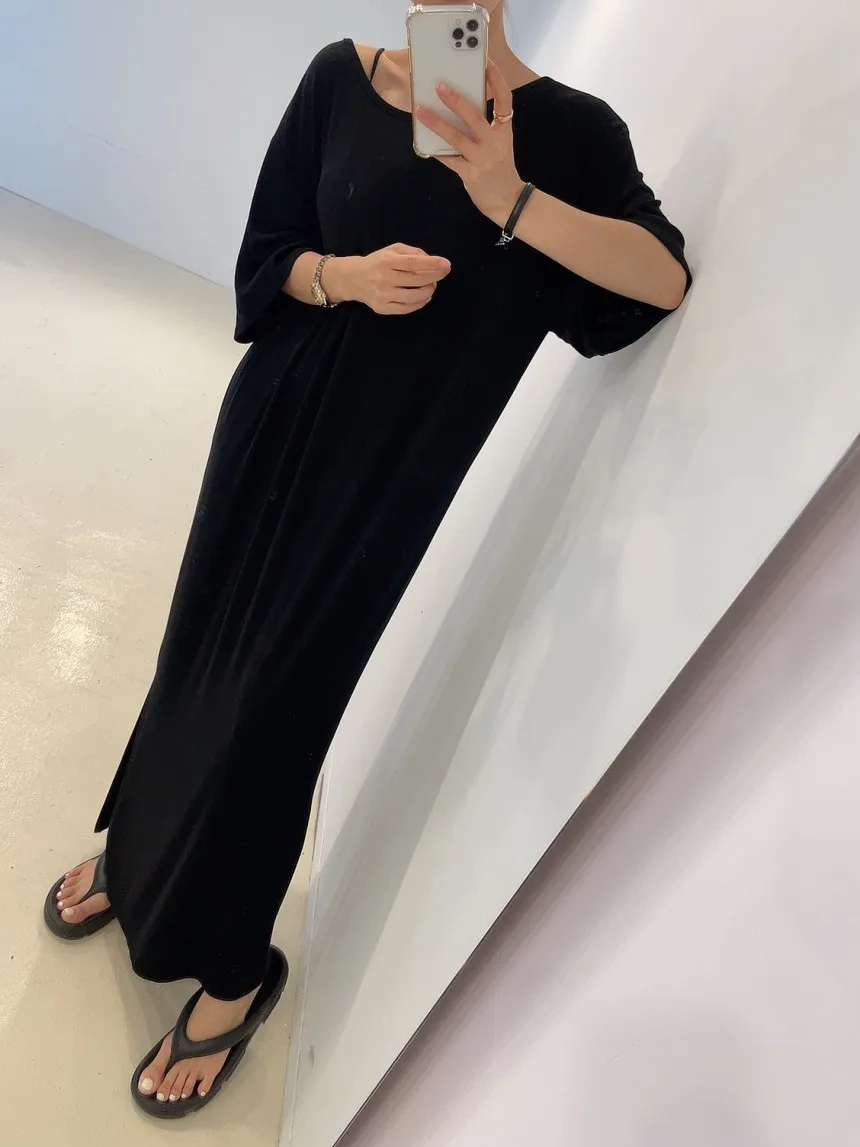 T-shirt Long coupe ample Dr femme grande taille Bal ourlet à volants coréen Sle coton été Dr doux Dra v-ne