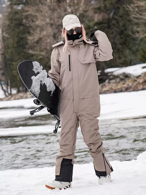 Airpose One piece Ski Suit Waterproof Breathable Snowboard Winter Workwear Pants Ski Jacket Women Men Snow Clothes skiing suit AliExpress