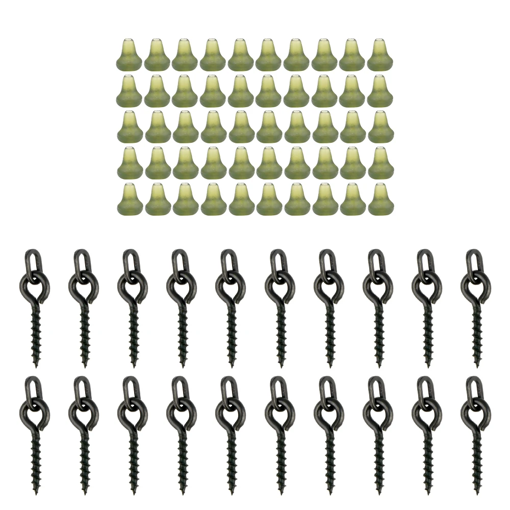 Hirisi 70 Stück Karpfenangeln Zubehör Angelhaken Köder Schraubenstopper Gummiperle für Ronnie Spinner Rig Boilies Stoppen