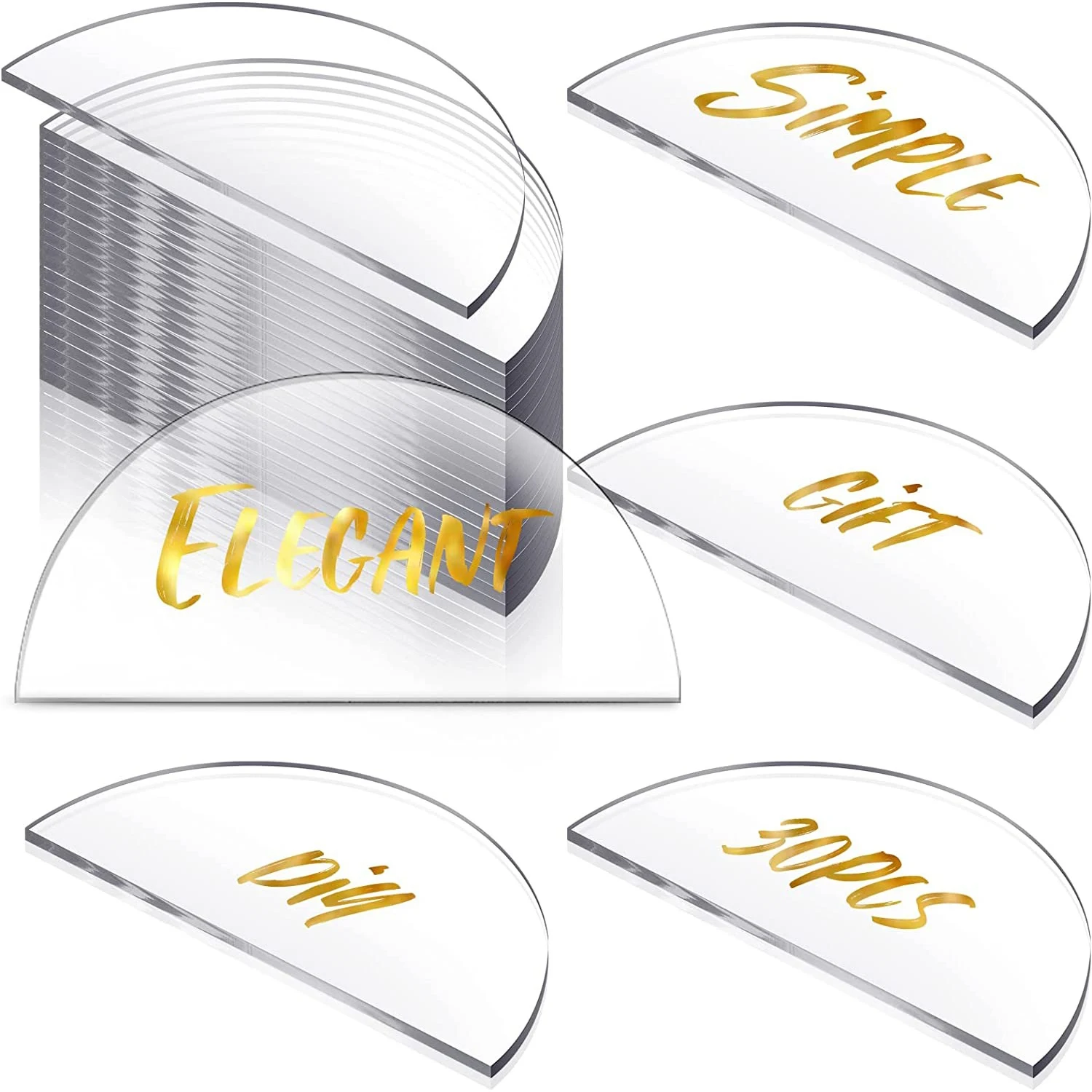 

25/100 PCS Transparent Blank Semicircle Acrylic Wedding Venue Card Diy Festival Event Birthday Table Number Seat Card 10cm Disc