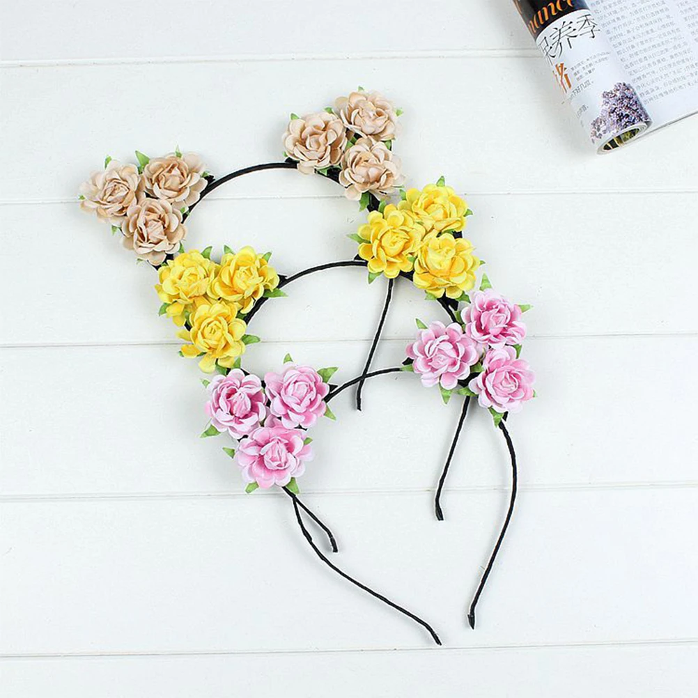

6 Pcs Cat Ears Headband Christmas Hairband Bands Hoop Party Girl Headbands Decorative Flower Cosplay