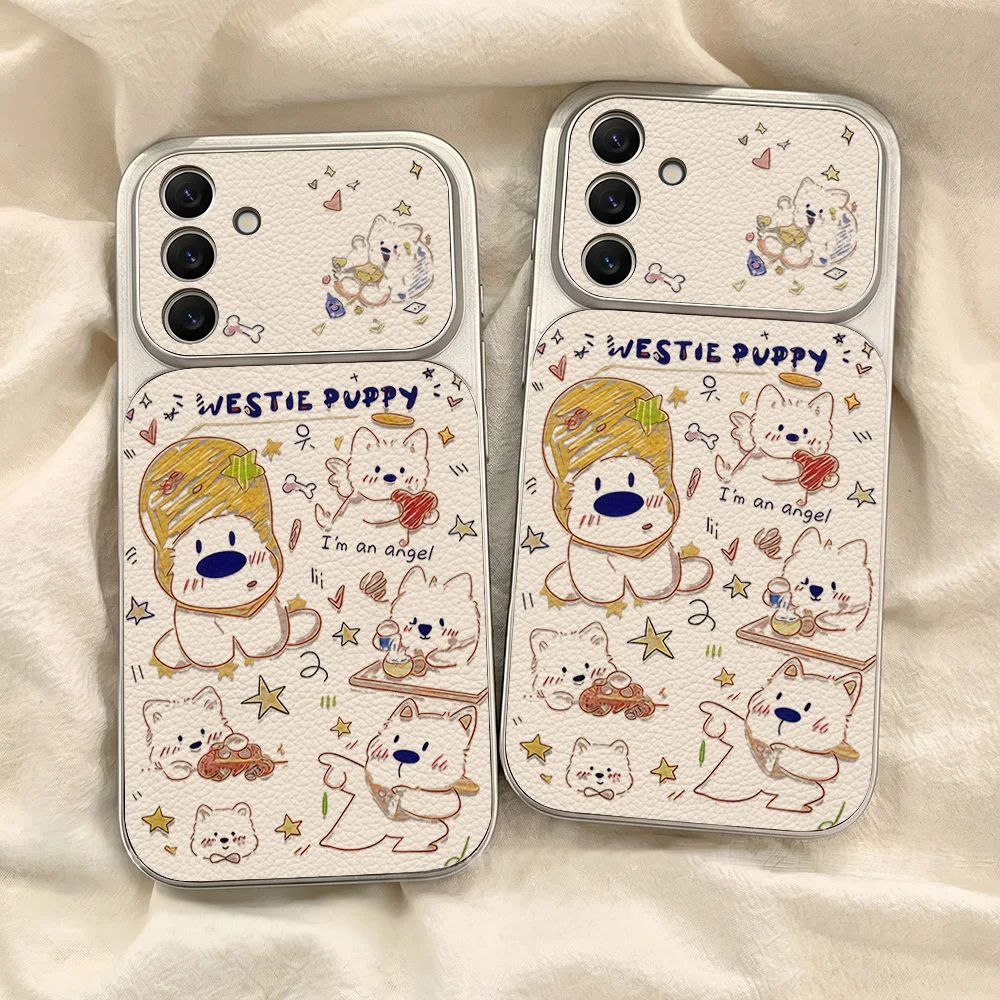 Cute Cartoon Dog Phone Case For Samsung A56 A57 5g A16 A17 A37 A27 A55 A36 S23 S24 S25 S26 Ultra Plus FE Lanyard and Stand Cover view 2