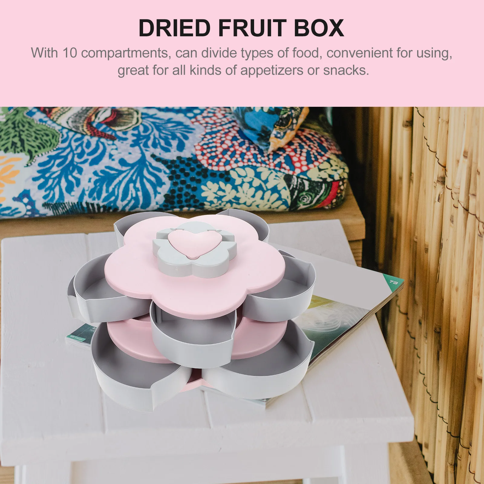 

Double Layer Fruit Plate Divided Serving Tray Lid Compartment Holder Storage Box Snack ganizer Dry Food Container Fruit Tray
