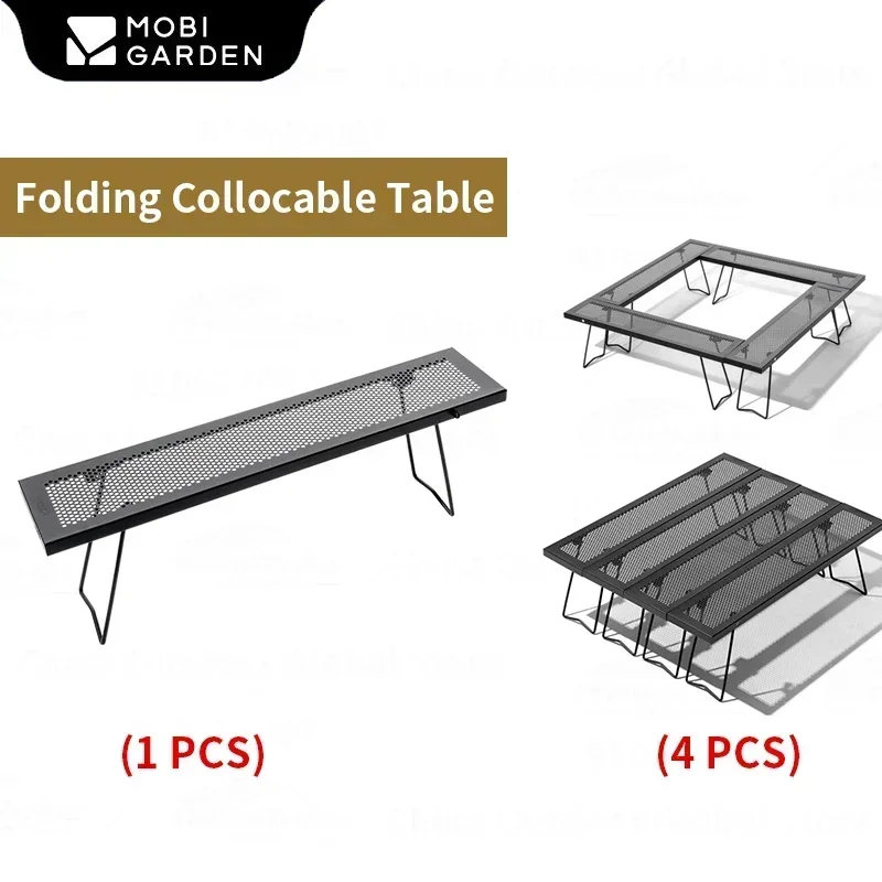 

MOBI GARDEN Camping Table Foldable Multifunctional Square Iron Table Spliced Furniture Outdoor Picnic BBQ Beach Free Storage Bag