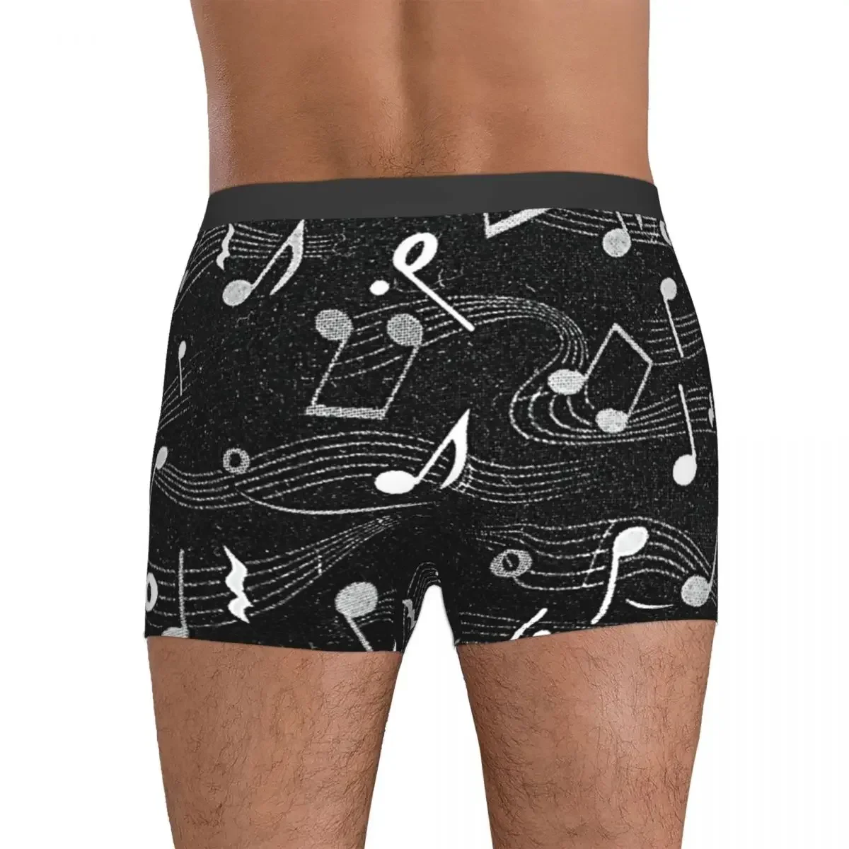 Notas musicais Boxer Shorts para homens, roupa interior confortável, calcinha masculina, presentes de namorado