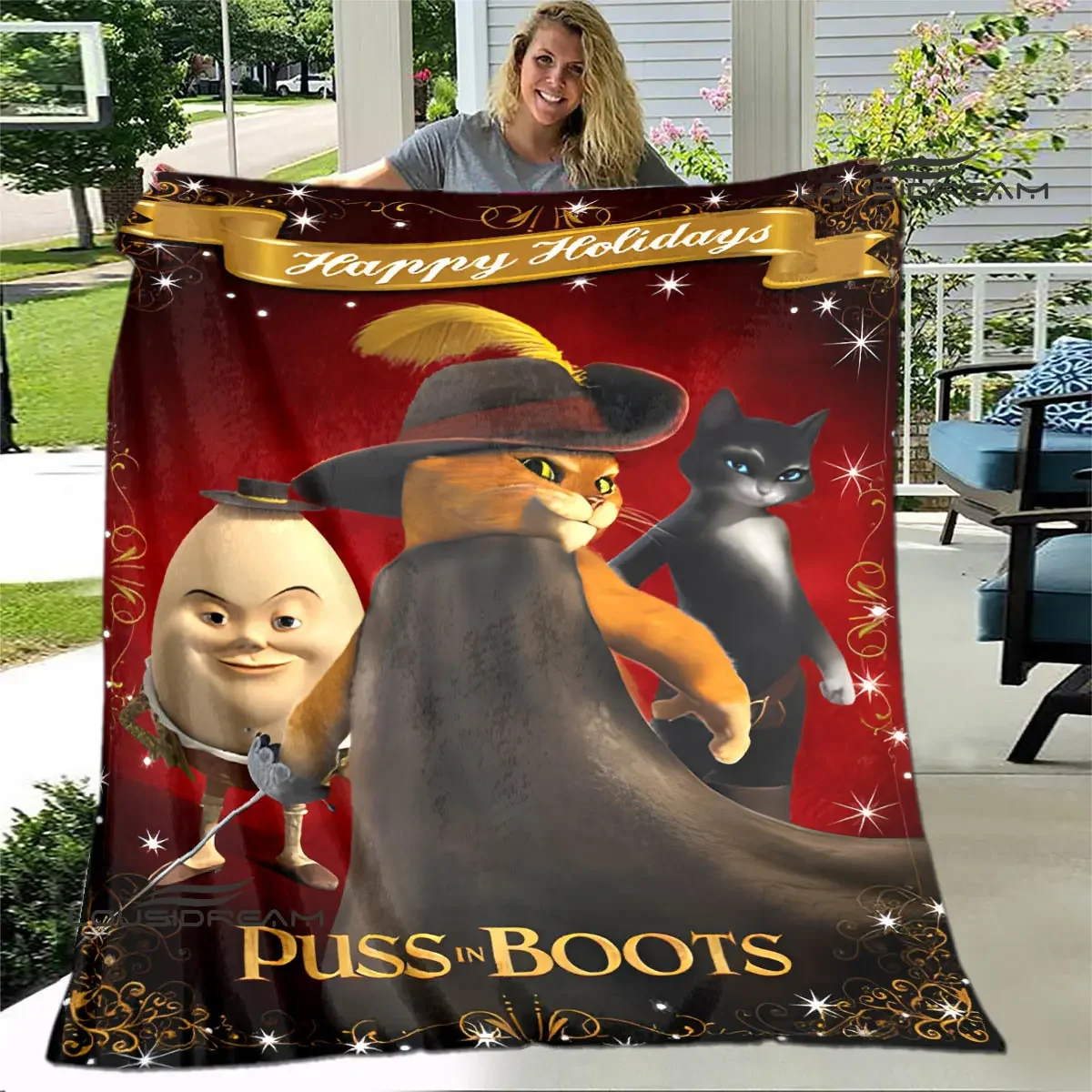 Puss in Boots Print Blanket blankets for beds Picnic blanket Flange Warm blanket Home travel blankets bed linings birthday gift